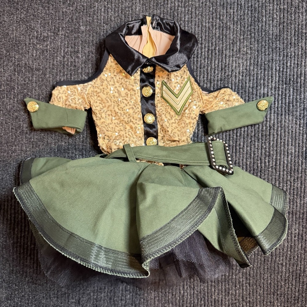 Weissman Mighty Wings Green Military Inspired Army Sequin Dance Costume XS C